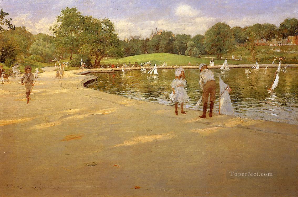 The Lake for Miniature Yachts aka Central Park William Merritt Chase Oil Paintings